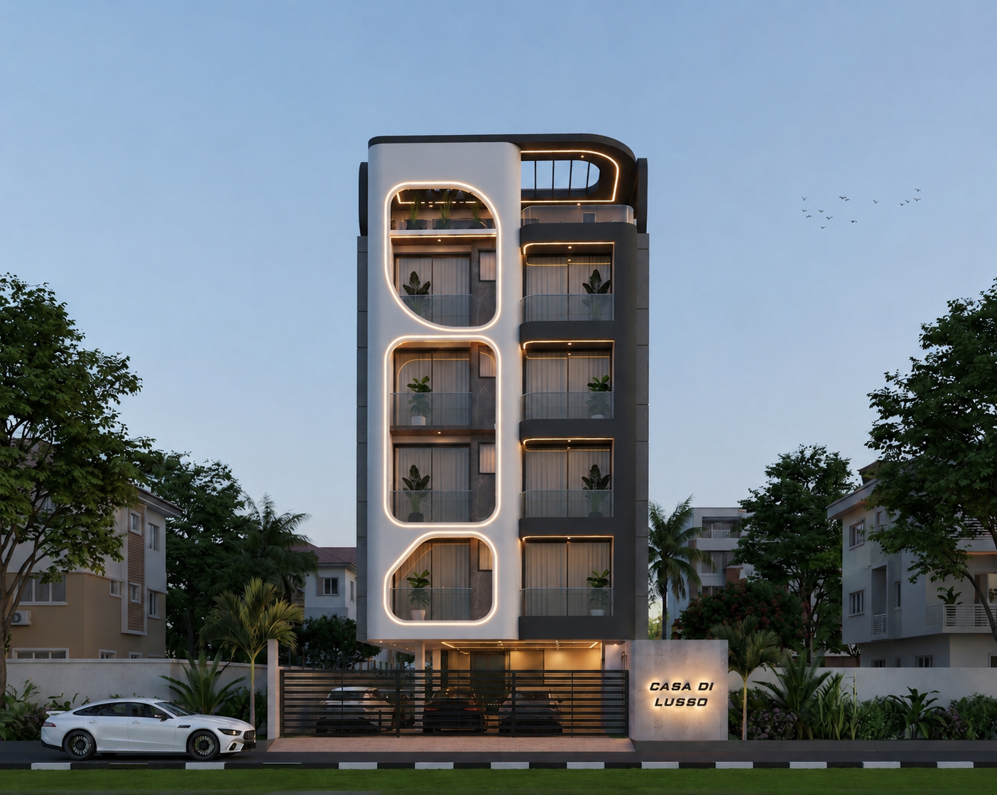 Front architectural render of Cásá di Lusso